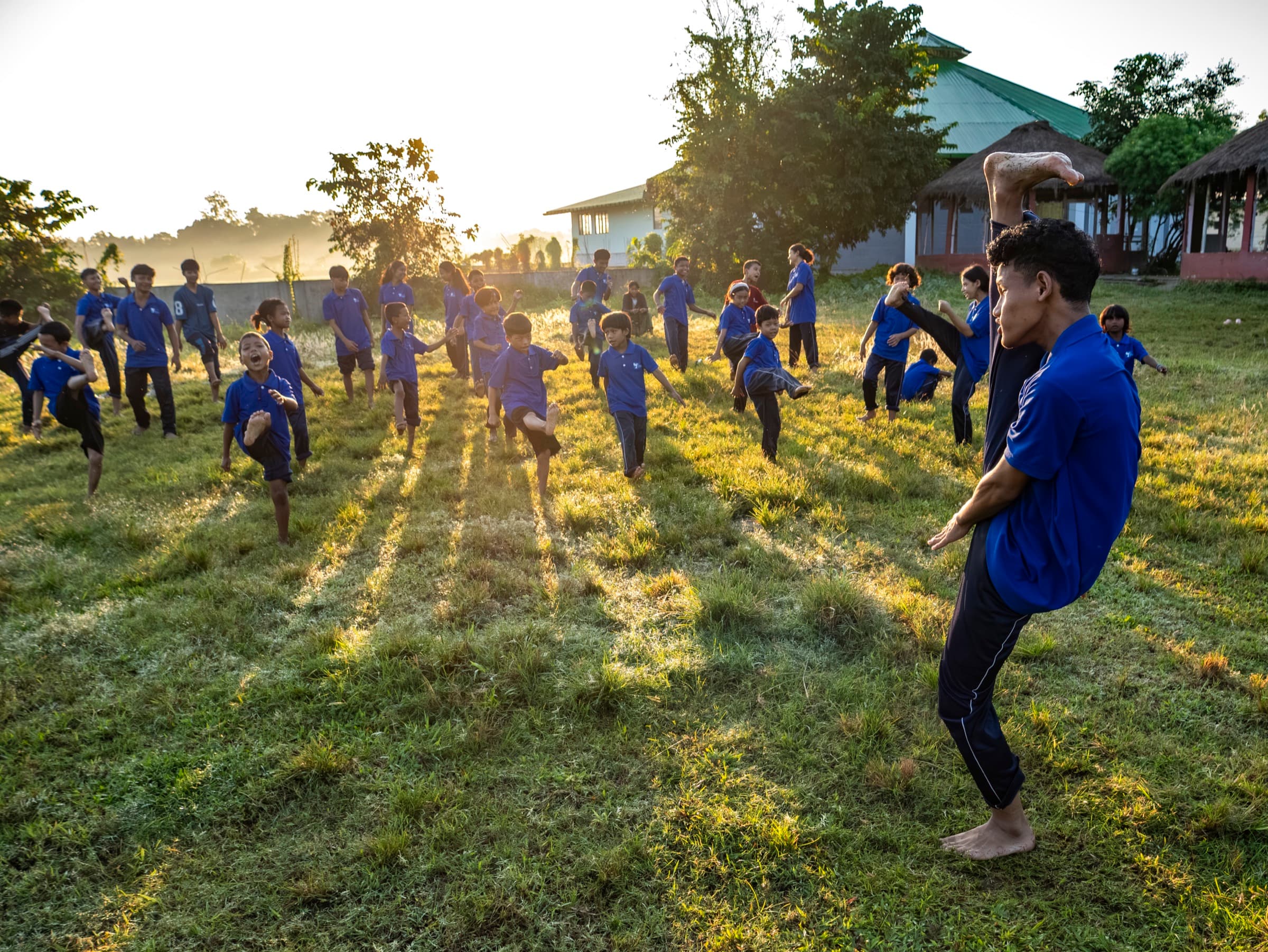 Hummingbird students at the school in Majuli